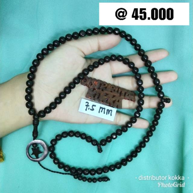 ( SUPER MURAH ) Grosir 5 pcs tasbih Kokka kaukah kaokah fukakah bulan bintang 7,5 mm hitam