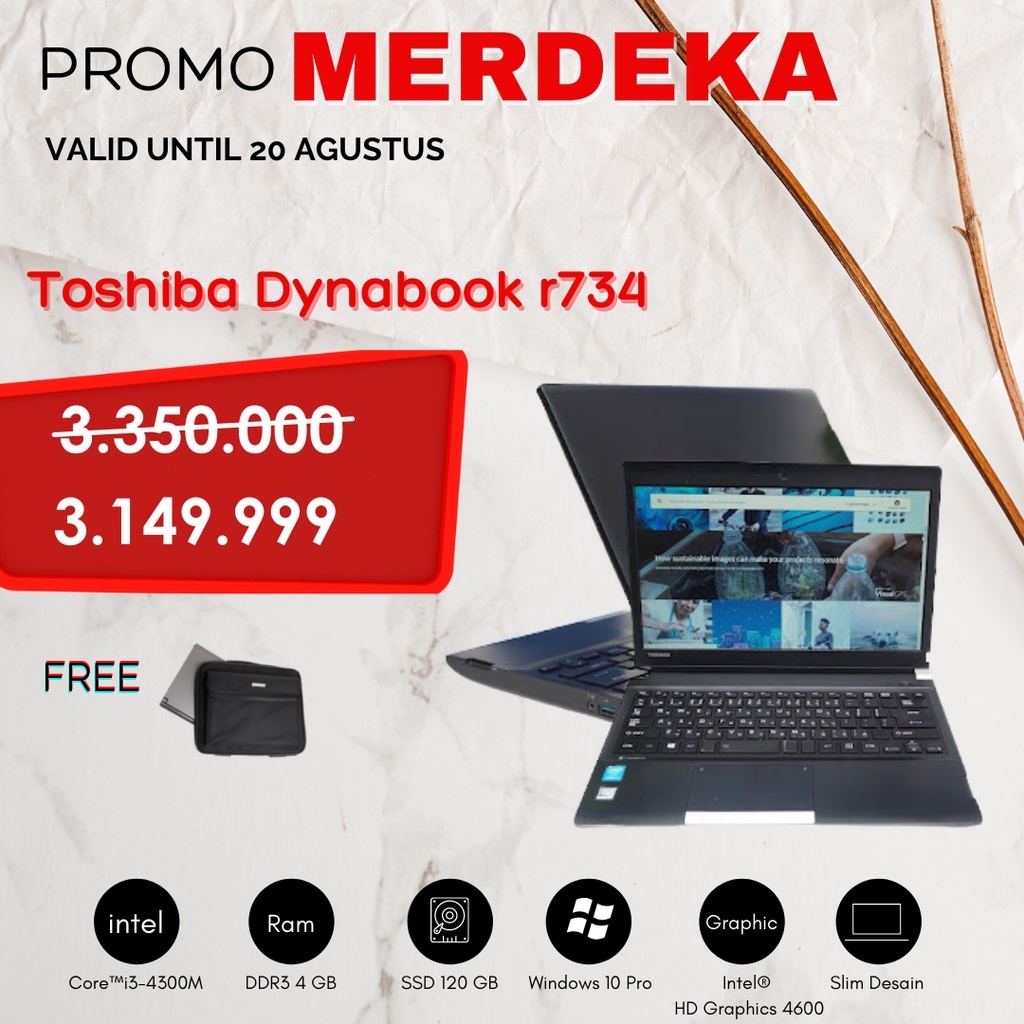 TOSHIBA DYNABOOK R734 CORE i3/ SSD 120 GB/ I3.3INCH/WIN 10