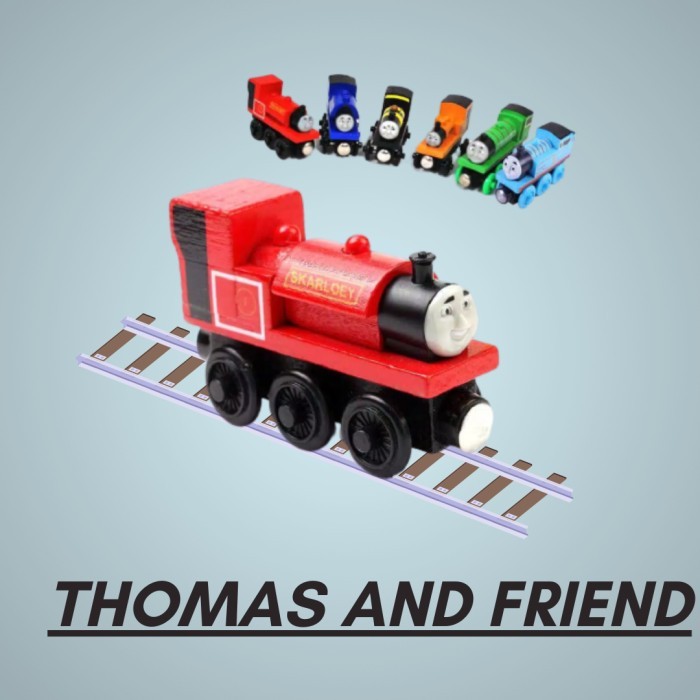 mainan kereta api thomas and friend wooden magnetic - Random