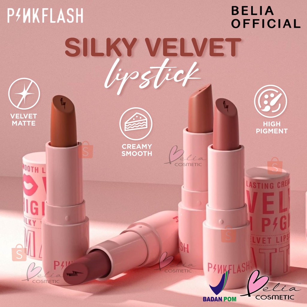 ❤ BELIA ❤ PINKFLASH Lipstick Silky Velvet PF-L05 | Velvet Lipstick (✔BPOM)