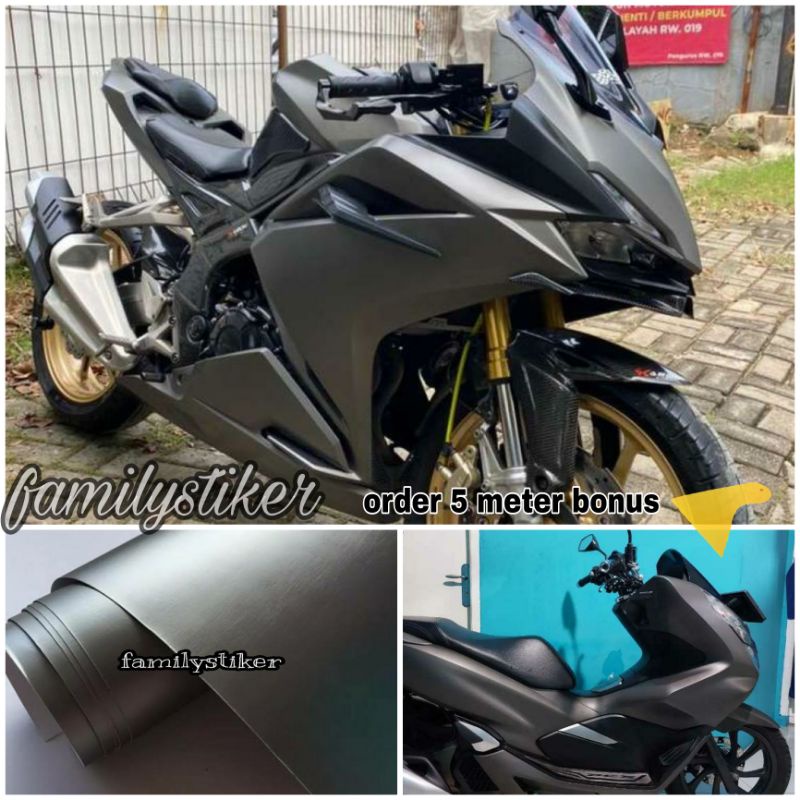 sekotlet motor abu-abu Chrome doff stiker skotlet motor warna abu-abu crom doff