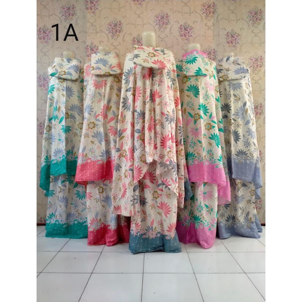 Mukena Dewasa Bali Rayon Super Motif Bunga Teratai