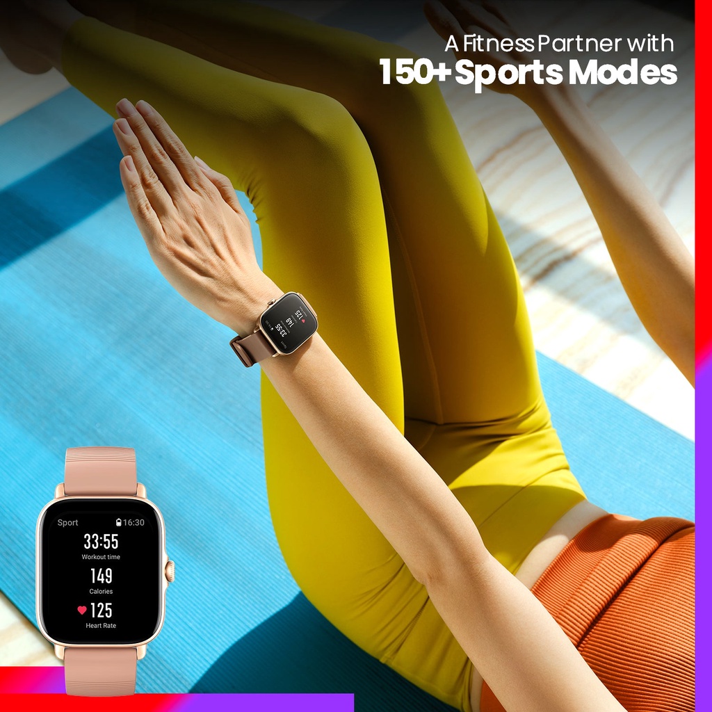 Amazfit GTS 3 Fashion SmartwatchSports Watch Garansi Resmi Smart Watch Sports watch with 1.75&quot; Amoled screen, 150+ sports modes, GPS, 5 ATM Waterproof, Fitness Watch with Heart Rate, SpO2, Sleep, Stress, Female Cycle Monitoring- T