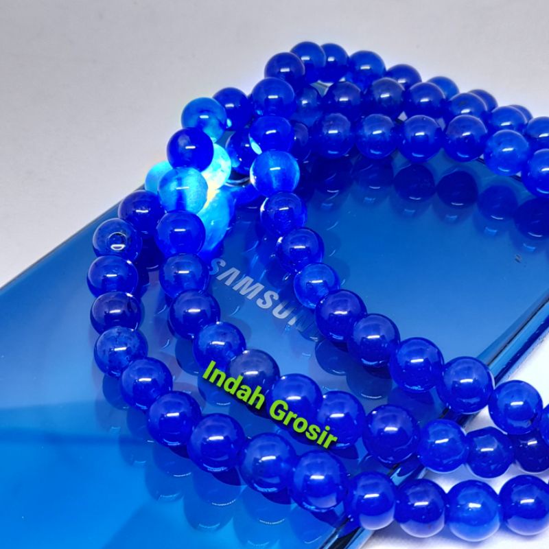 TASBIH BATU BLUE JADE KRISTAL 8MM 99BUTIR NATURAL