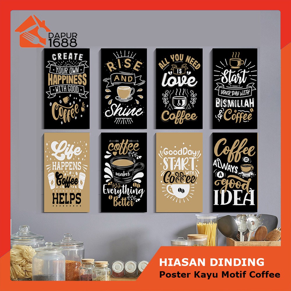 Pajangan Hiasan Dinding Cafe Kopi Dekorasi Dapur Pajangan Rumah Poster Kayu Tema Coffee