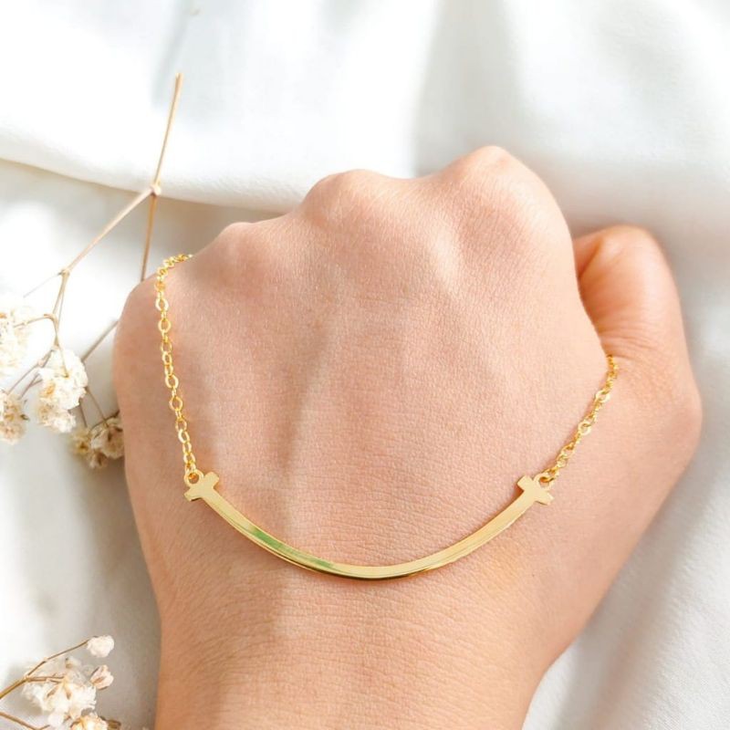 kalung elegan model smile polos simple korean style