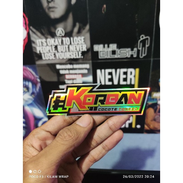 stiker korban cocote tonggo hologram