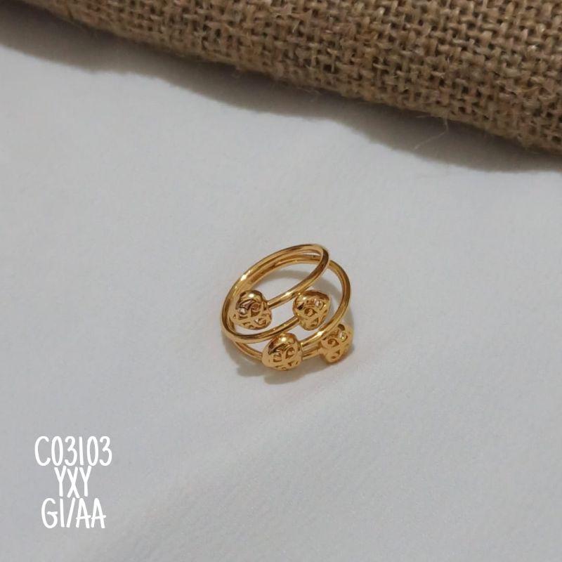 Cincin Yaxiya Love Ulir warna gold C03103