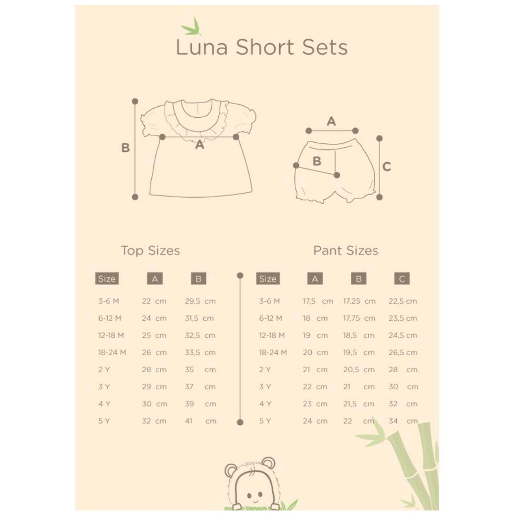 BAMBOO &amp; BUB LUNA SHORT SET / SETELAN BAYI