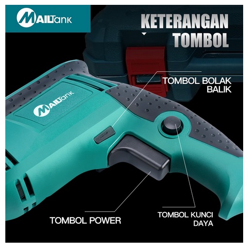 MAILTANK SH11 Mesin Bor Tembok Beton Kayu Besi Buka Baut Drill Set 13mm