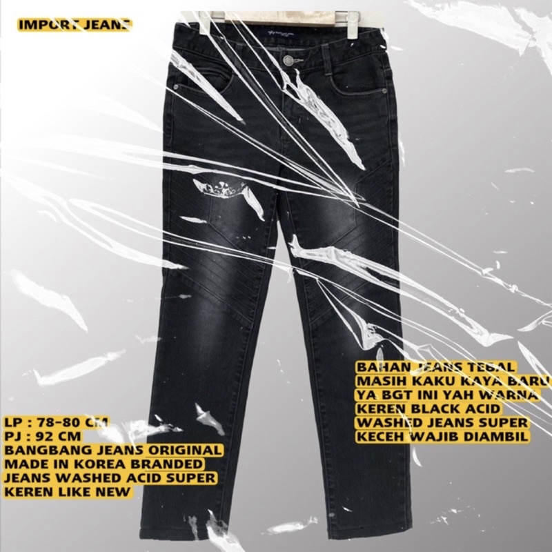BANGBANG JEANS ORIGINAL/WASHED JEANS/BLACK ACID JEANS/UNISEX JEANS/BRANDED JEANS PANTS/KOREAN JEANS/