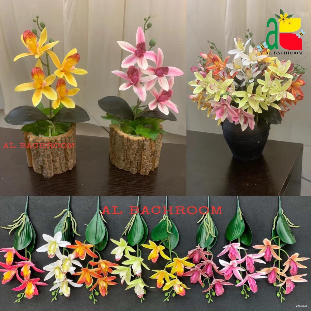 BUNGA ANGGREK CYMBIDIUM INSIGNE K4 BAHAN LATEX B8077 BUNGA ARTIFICIAL