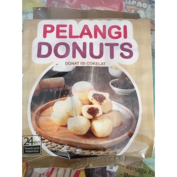 

Pelangi Donuts, Donat Isi Coklat 24pcs, Donat Kentang Mini Isi 21pcs, Donat Ubi Ungu Besar Isi 10pcs