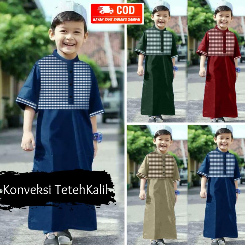 Jubah Latif by Rainan ORI Usia 0 bulan Sampai 12 Tahun Gamis Anak Laki Laki Lengan Pendek Terlaris Koko Bayi Jubah Bayi Aqiqah