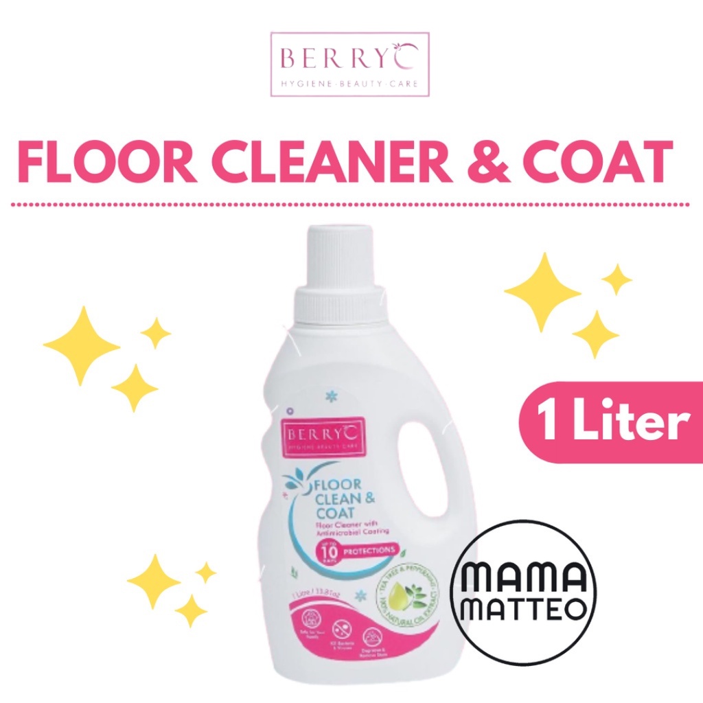 BerryC Floor Cleaner &amp; Coat 1L /  Cairan pembersih lantai manual / Robot Cleaner aroma peppermint bebas bakteri 10 hari / BANDUNG