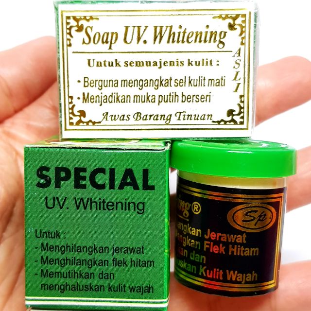 Cream SP Hijau Special UV Whitening + Sabun hijau+ Lipbalm aloevera 99