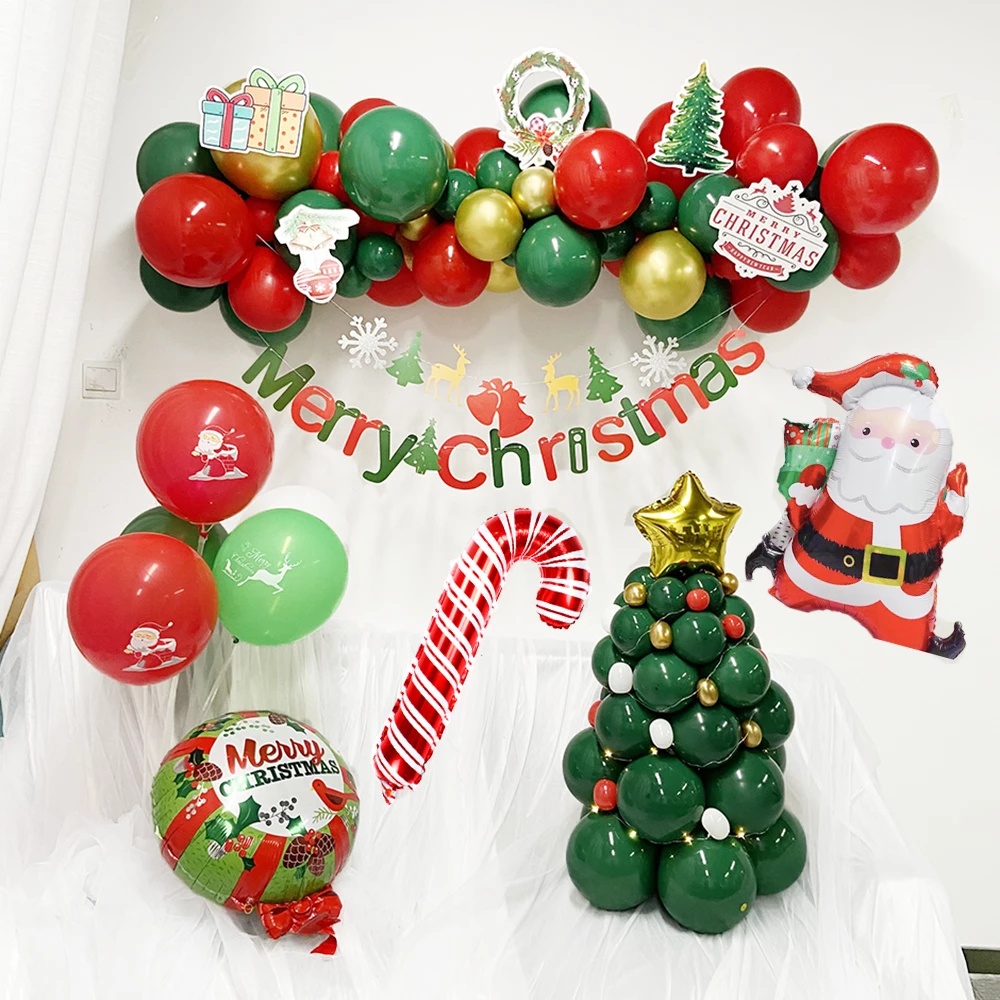 24 Inch Merry Christmas Balloons/ Red Cane Gift Box Aluminum Balloons