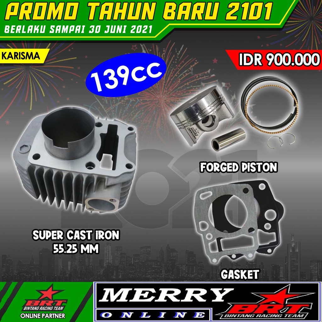Paket Bore Up BRT Blok Piston Karisma / Supra X 125 / Kirana 139cc KPH Shopee Indonesia