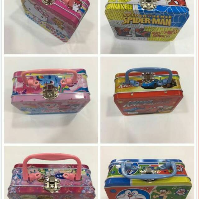 Souvenir Kotak Serba Guna Gembok Karakter Kaleng /Kotak koper