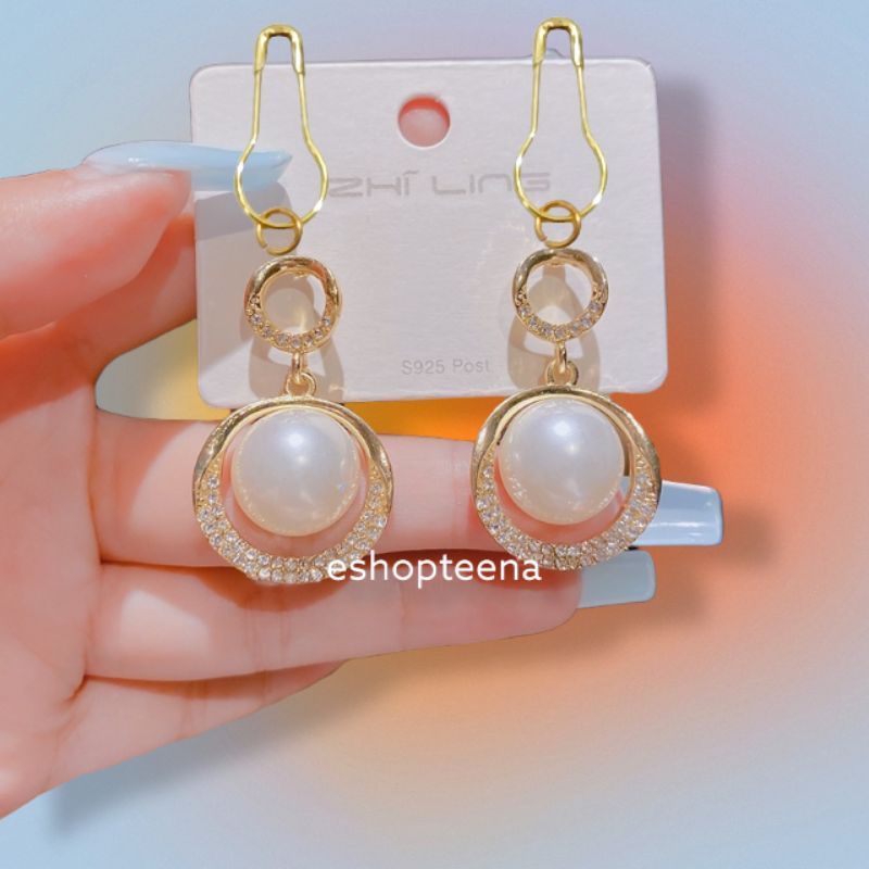 A144 anting hijab pearl mata new gold_anting jilbab