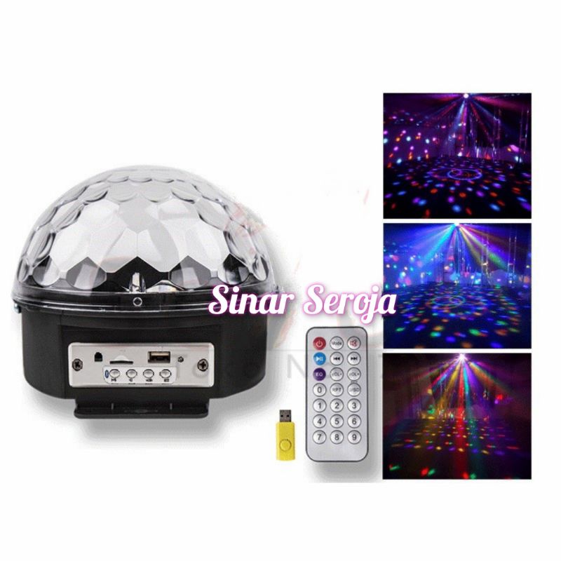 Lampu LED Disco Putar-Cystal Magic Ball SDM USB Bluetooth 6 Watt SURYA