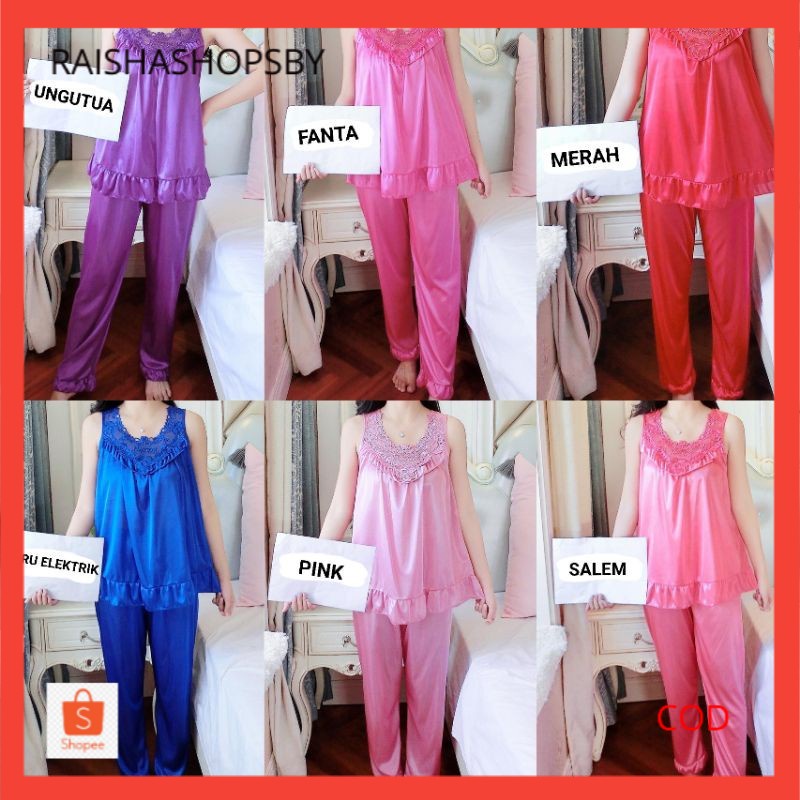 piyama satin import baju sexy lingerie satin baju tidur celana panjang
