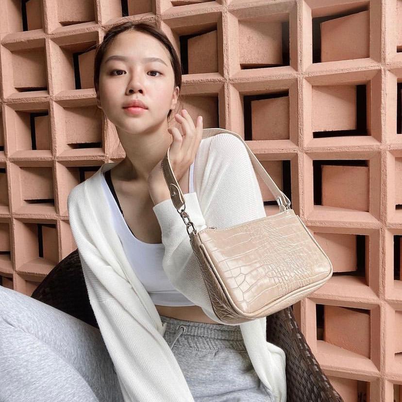 Sundays Attire - MILANO CREAM Sling Bag Shoulder Bag PU Leather Croco / Tas Wanita