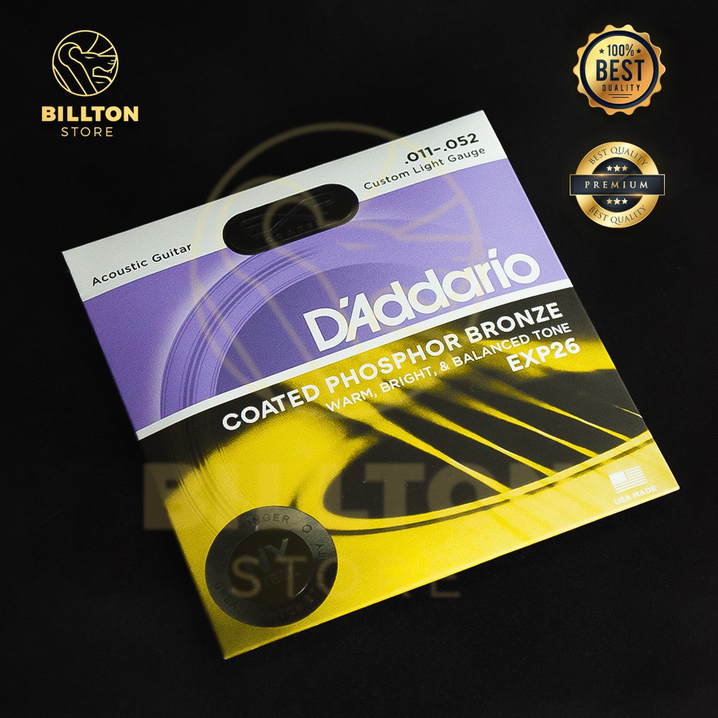 Senar Gitar Akustik String Daddario D'Addario Acoustic EXP Coated Kualitas Premium ( Gratis Pick )