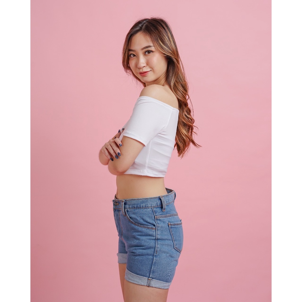 MODAVIE - ROSE TANKTOP Sabrina Crop Top T-Shirt Kaos Pendek Wanita