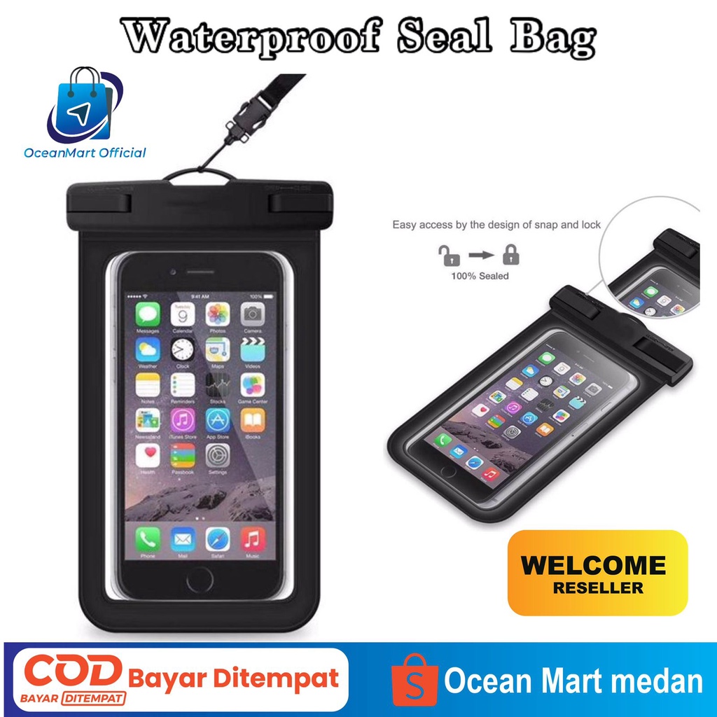 Case Sarung Pelindung HP Anti Air Waterproof Seal Bag Universal 6.5 Inch OCEANMART OCEAN MART Aksesoris Handphone Murah Grosir