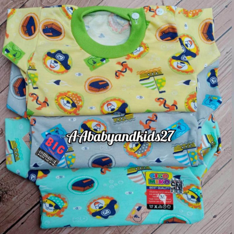 CICO MIKO 3PC KAOS OBLONG BAYI KANCING PUNDAK SNI UKURAN S M L XL-OBLONG BAYI MURAH MOTIF RANDOM