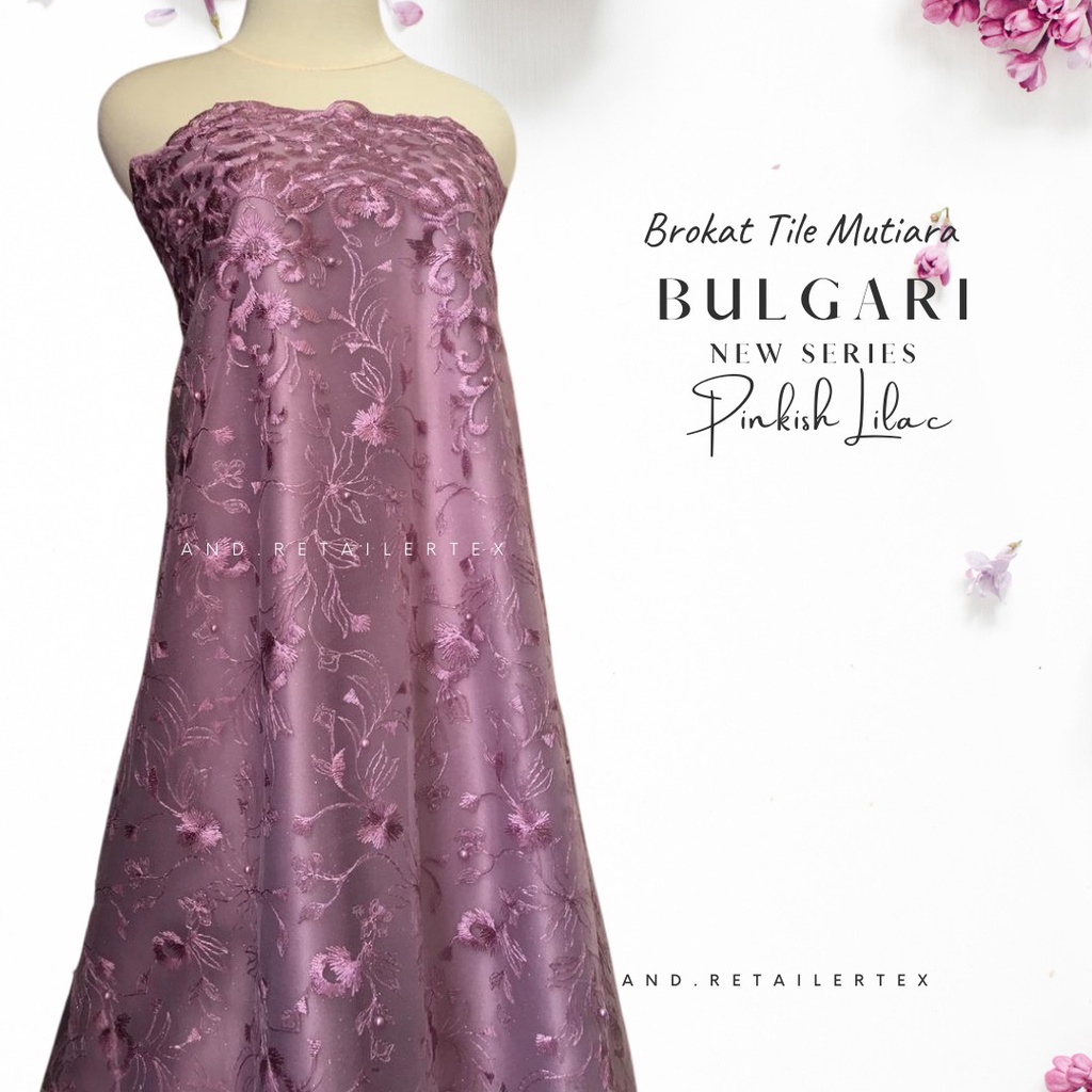 Premium Tile Mutiara Bordir Bulgari warna purple Ungu Lilac Taro