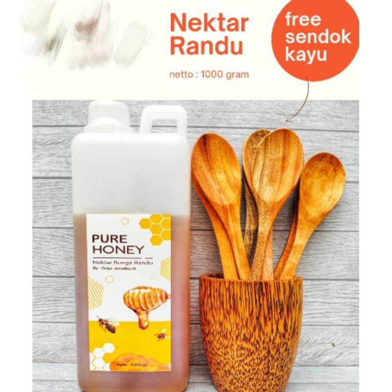 

Madu murni free sendok kayu kemasan 1 kg 100% murni langsung dari peternak nektar bunga randu fresh