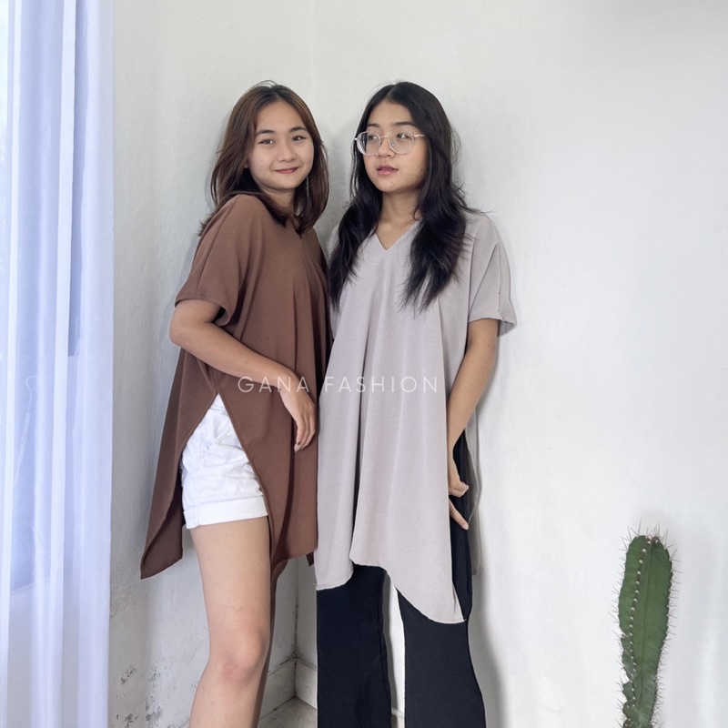 GLORIA LONG SQUARE TOP V NECK