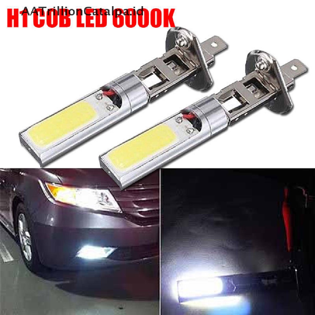 Aatrillioncatalpa 2PCS Lampu LED COB H1 Warna Putih Untuk Drlfog Lamp Mobil