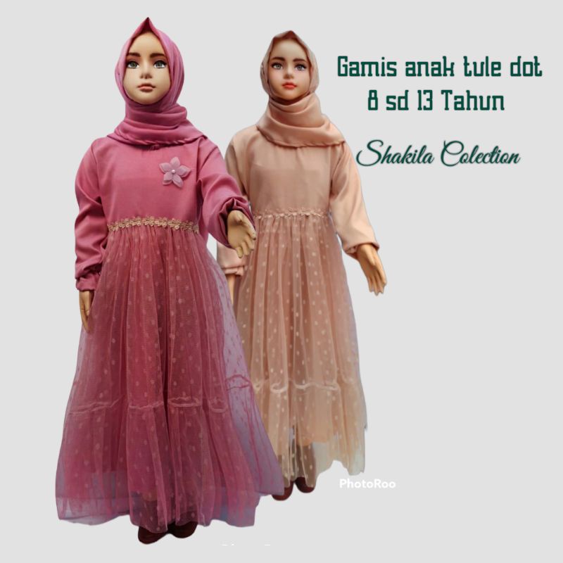 gamis anak tanggung tile dot