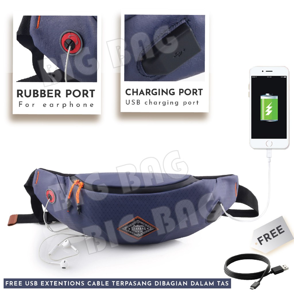 Tas Selempang Pria / Wanita Waist Bag Gear Bag 13110 VERMONT PORT + FREE USB EXTENTIONS CABLE