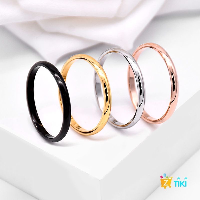 4s Grosir Solo || Cincin Titanium simple Polos Pria &amp; Wanita warna hitam, gold ,solver lebar 3mm || Anti KARAT &amp; LUNTUR