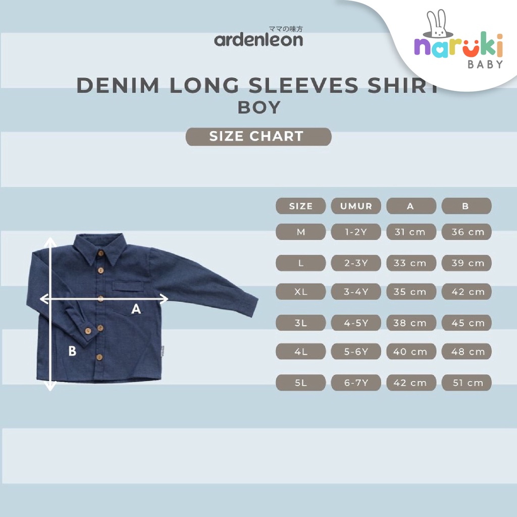 Ardenleon Denim Long Sleeve Boy Arden Leon Baju Kemeja Panjang Anak Laki-laki