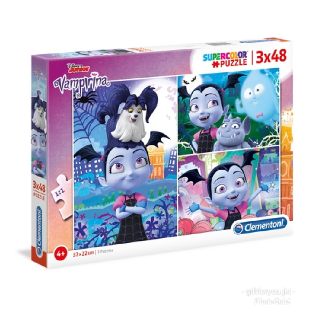 Clementoni Disney Junior Vampirina 3x48 Supercolor Puzzle Mainan Anak Warna Original