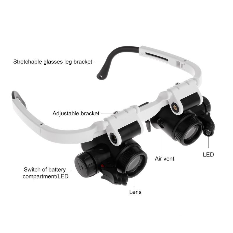 CRE  Headband Magnifier with LED Light Head Mounted Magnifying Glasses 8X 23X