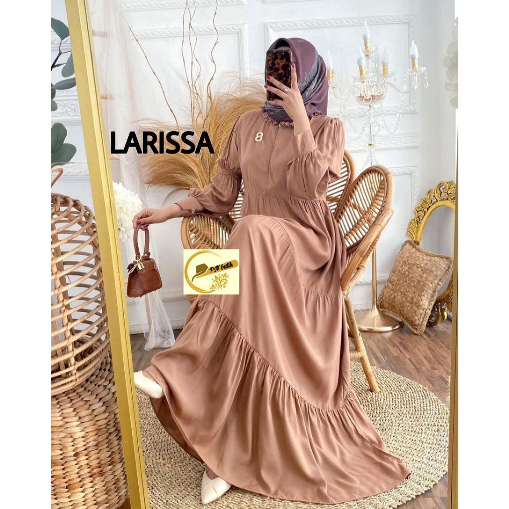 Gamis Canda Susun 3 Modern Cantik Syari Rayon Adem Warna Polos Cantik Jumbo Busui Kerah Ruffle MTD