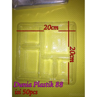 isi50PCS MIKA SEKAT PLASTIK dalaman 20x20CM untuk dus kardus box tempat nasi hajatan rantang