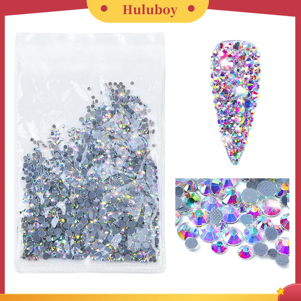 Huluboy Huluboy♡ 1440pcs / Set Berlian Imitasi Glitter Bahan Kaca Untuk Perhiasan Kuku Wanita