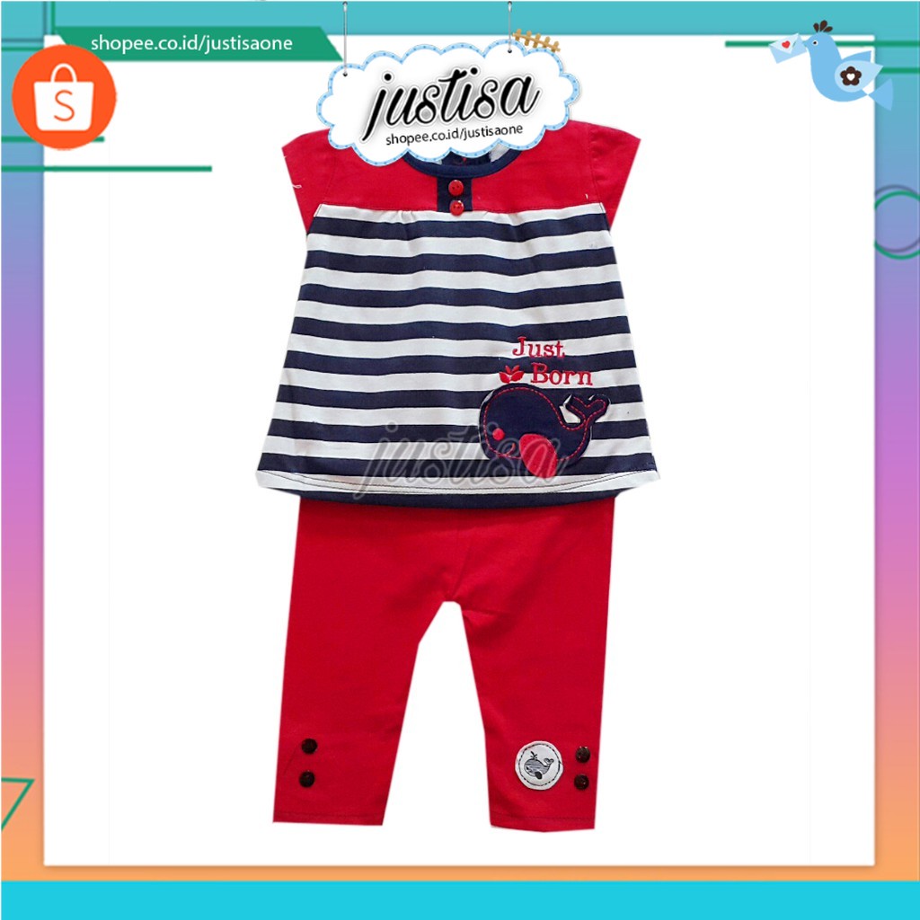 Promo !! Baju Bayi Vinata vs - Setelan bayi Salur Lumba Lumba