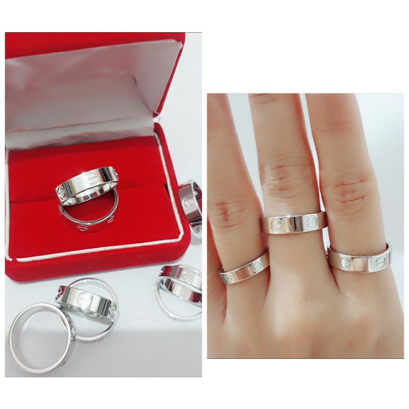 CINCIN POLOS PERAK 925 LAPIS EMAS PUTIH / PERHIASAN SILVER WANITA / PERAK ASLI / C809
