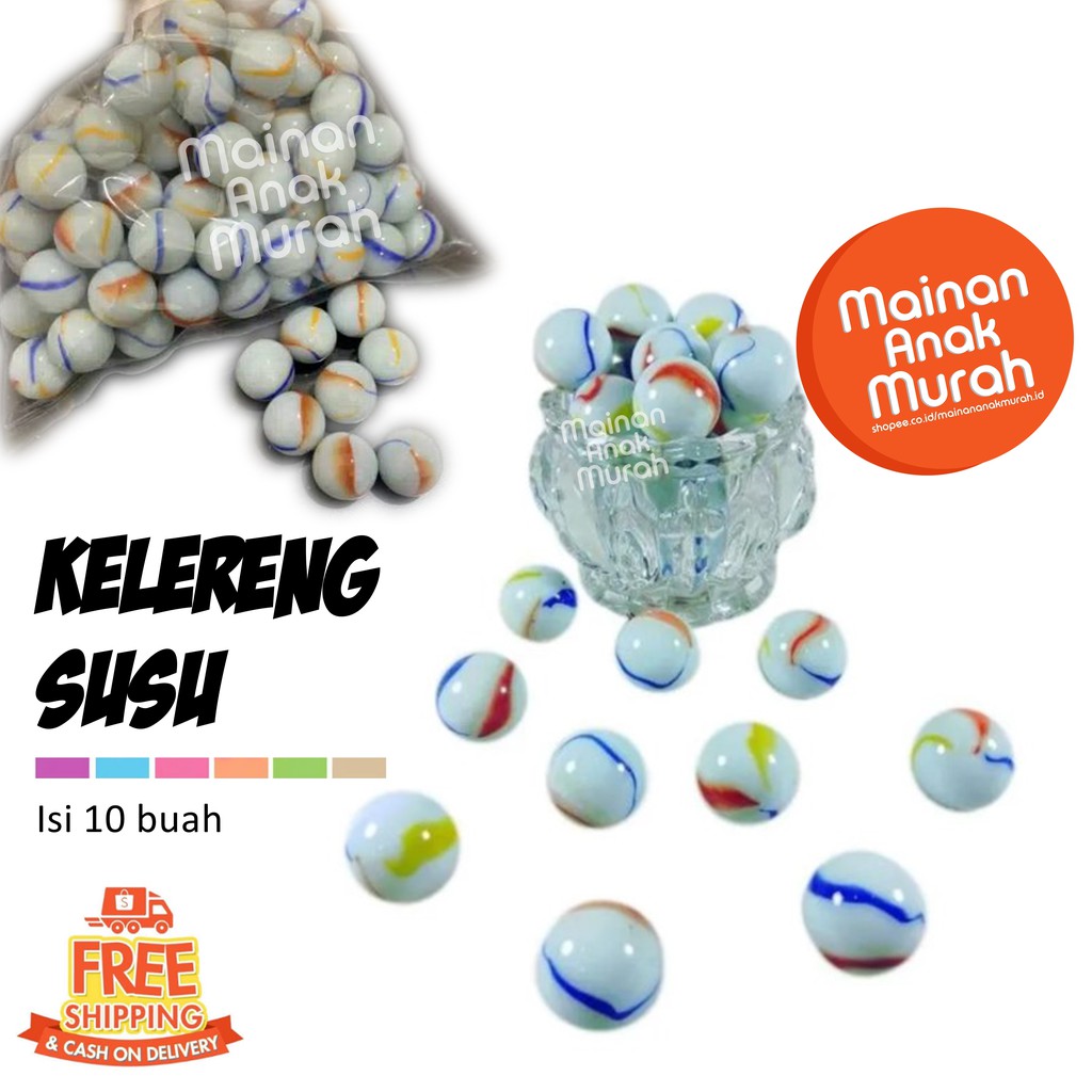 Kelereng Susu Putih Blaster Standart Isi 10 Butir Gundu Guli Susu Lurik Lolipop Mainan Jadul 90an