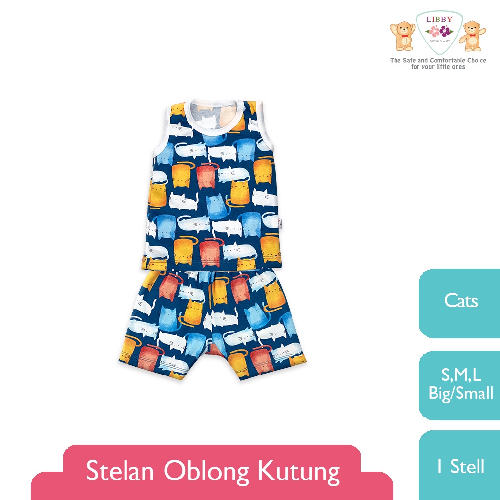 Libby 1 stel Stelan Oblong Kutung - Celana Pendek Motif Rainbow Fantasia (1 stel)