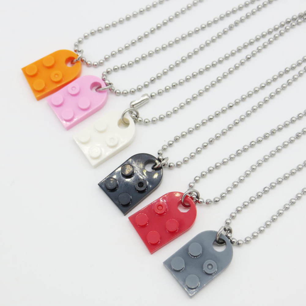 Kalung Liontin Batu Bata Bentuk Hati Model Lego Untuk Hadiah Valentine