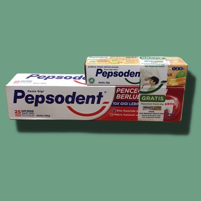 Pasta gigi / Tooth paste Pepsodent Pencegah Gigi Berlubang 190 gr Bonus Pepsodent Siwak 25 gr